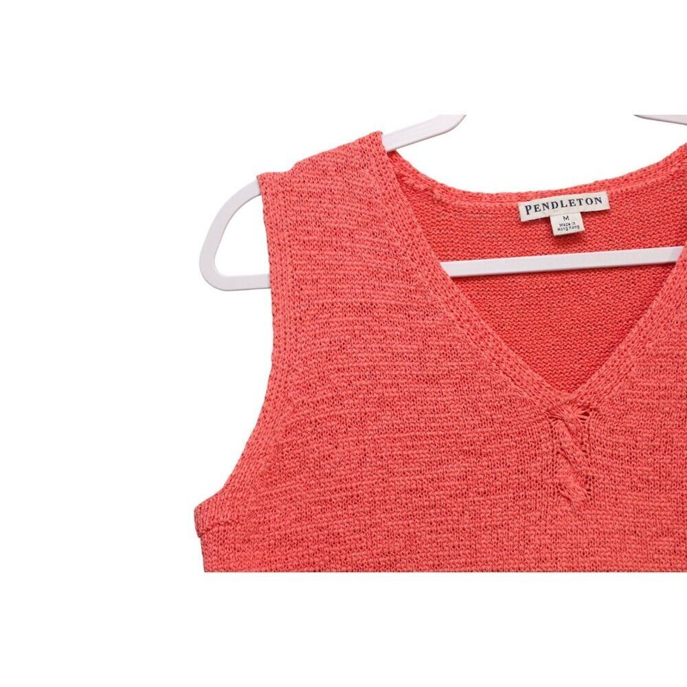 Pendleton Sleeveless Sweater Size Medium Pink Coral Open Knit Preppy Beach Tank - Picture 4 of 11